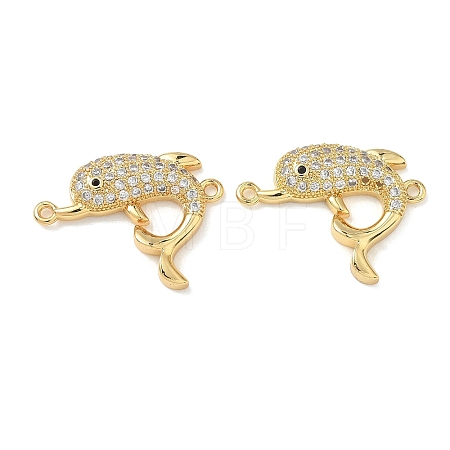 Brass Micro Pave Clear Cubic Zirconia Sea Animals Connector Charms KK-H280-01B-G-1