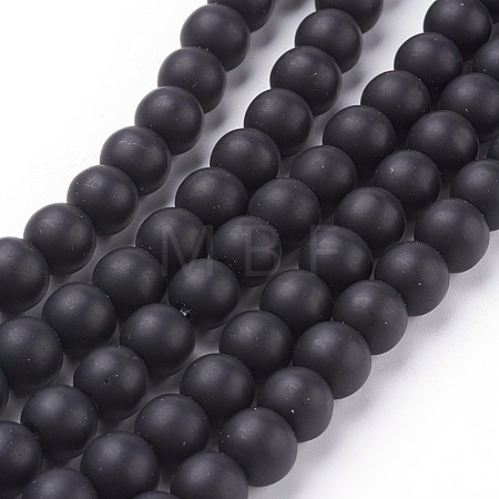 Synthetic Black Stone Beads Strands X-G508-1-1