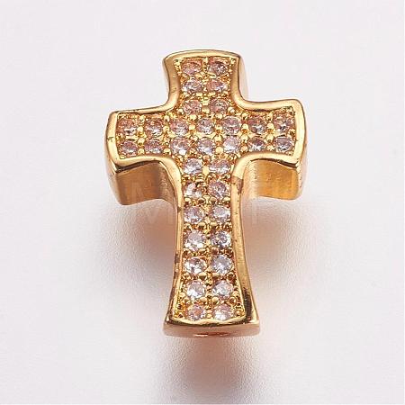 Brass Micro Pave Cubic Zirconia Beads ZIRC-G087-28G-1