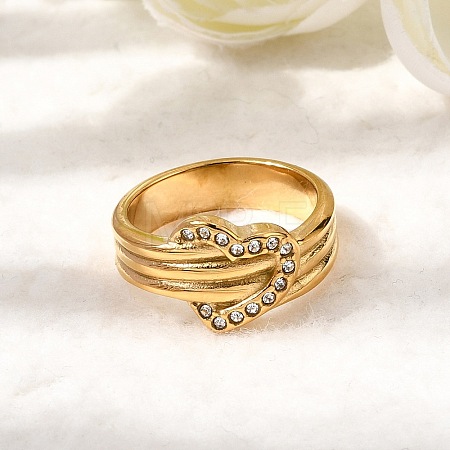 304 Stainless Steel Micro Pave Cubic Zirconia Finger Rings for Women RJEW-K316-06G-1