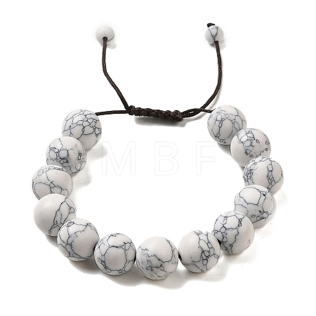 12.5mm Round Synthetic Howlite Braided Bead Bracelets for Women Men BJEW-C060-01I-1