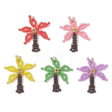 Glass Seed Beaded Pendants PALLOY-MZ01251-1
