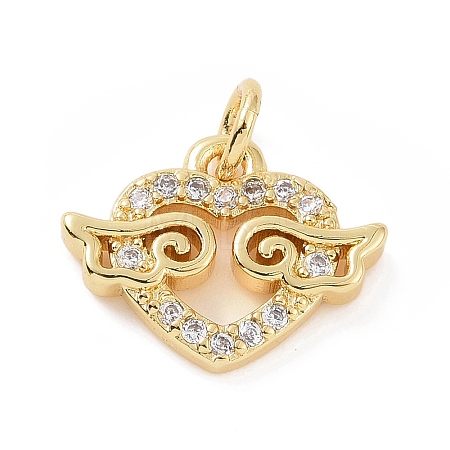 Brass Micro Pave Cubic Zirconia Charms KK-C012-23G-1