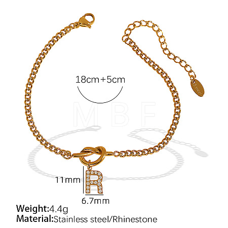 304 Stainless Steel Micro Pave Clear Cubic Zirconia Charm Bracelets WG4D47F-19-1