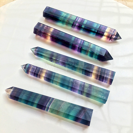 Natural Colorful Fluorite Pointed Prism Bar Home Display Decoration G-PW0007-098B-1