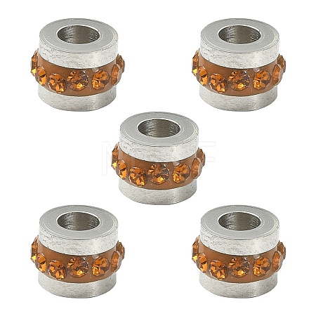 201 Stainless Steel Polymer Clay Rhinestone Inlaid Beads RB-YW0001-11I-1