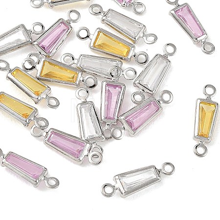 SHEGRACE Brass Pave Cubic Zirconia Trapezoid Connector Charms XGRQ2O597-444P-1