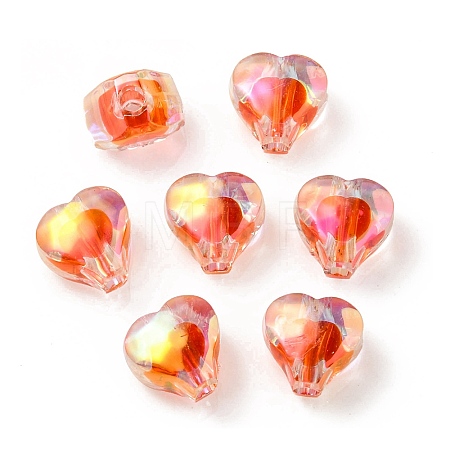 UV Plating Rainbow Iridescent Acrylic Beads OACR-F004-05C-1