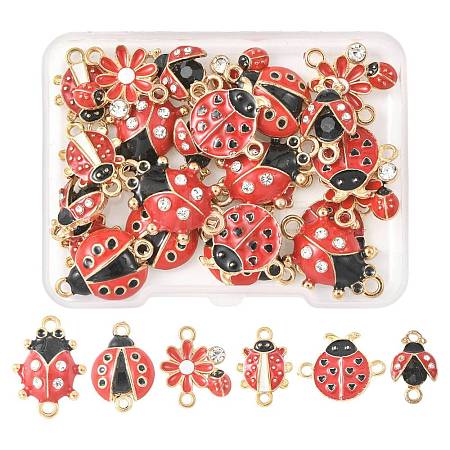 24Pcs 6 Styles Alloy Crystal Rhinestones Connector Charms FIND-FS0004-78-1