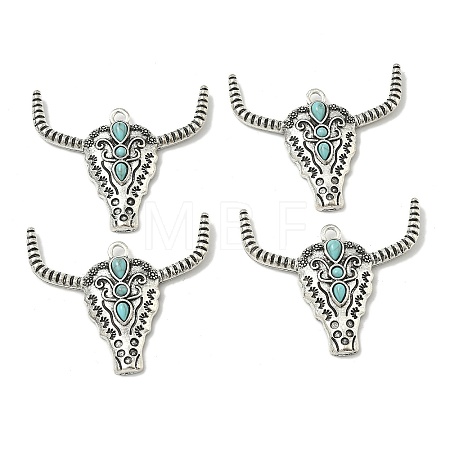 Bohemian Synthetic Turquoise Cattle Pendants FIND-Z112-01AS-01-1
