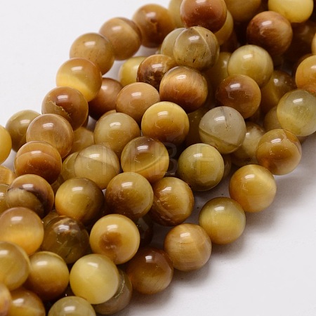 Natural Tiger Eye Round Beads Strands G-E329-6mm-40C-1