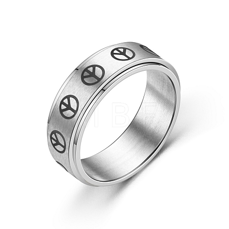 Peace Sign Stainless Steel Rotating Finger Ring PW-WG33148-11-1