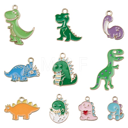 10Pcs 10 Styles Alloy Enamel Pendants ENAM-YW0003-25-1