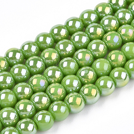 Electroplate Opaque Glass Beads Strands GLAA-T032-P4mm-AB06-1