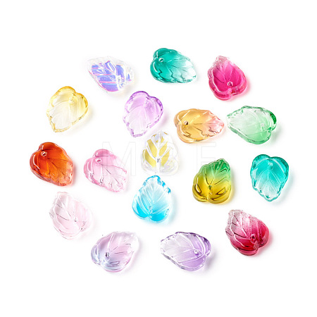 Two-Tone Transparent Glass Charms GLAA-H016-15-1