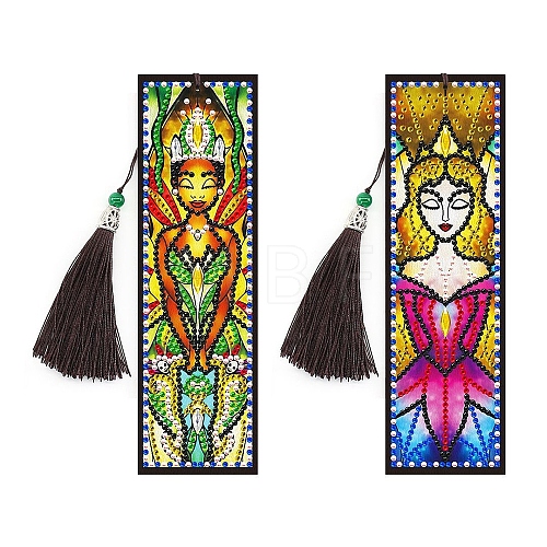 2Pcs DIY Diamond Painting Bookmarks Kits DIAM-PW0010-19A-14-1