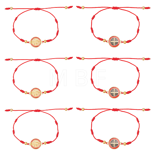 ANATTASOUL 6Pcs Saint Benedict Medal Alloy Link Bracelets Set BJEW-AN0001-68-1