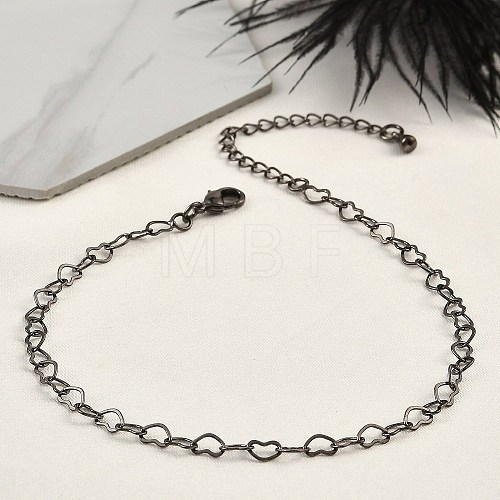 Brass Heart Link Bracelets for Women BJEW-G735-07B-1