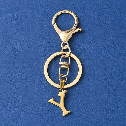 304 Stainless Steel Initial Letter Charm Keychains KEYC-YW00005-25-1