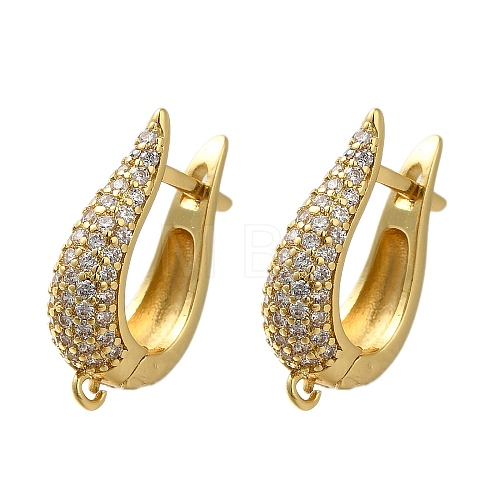 Rack Plating Brass Micro Pave Cubic Zirconia Hoop Earring Findings EJEW-H143-07G-1