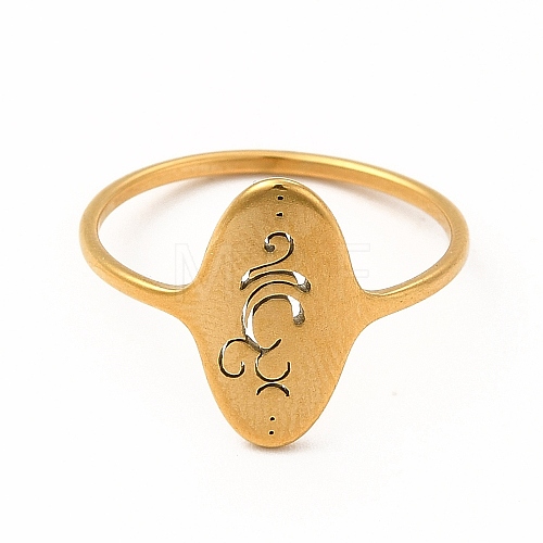 304 Stainless Steel Yoga Theme Finger Ring for Women RJEW-K239-16G-1