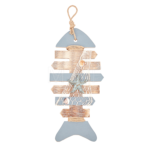 Mediterranean Style Natural Wood Pendant Ornaments HJEW-WH0014-23-1