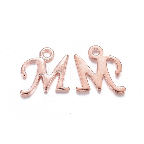 Rose Gold Plated Alloy Letter Pendants X-PALLOY-J718-01RG-M-1