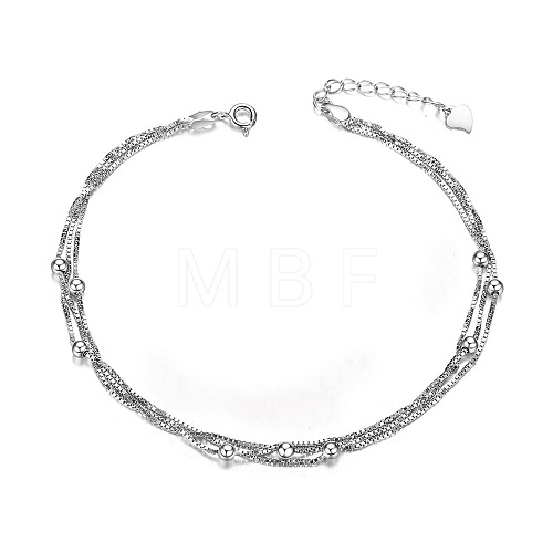 SHEGRACE Rhodium Plated 925 Sterling Silver Layered Anklets JA28A-1