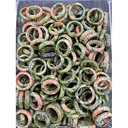 Natural Unakite Finger Rings WG8089A-14-1