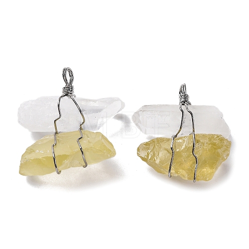 Natural Quartz Crystal & Lemon Quartz Nuggets Big Pendants G-K338-43P-06-1