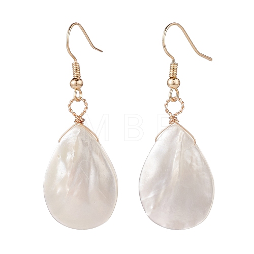 Natural Shell Teardrop Dangle Earrings EJEW-JE04953-1