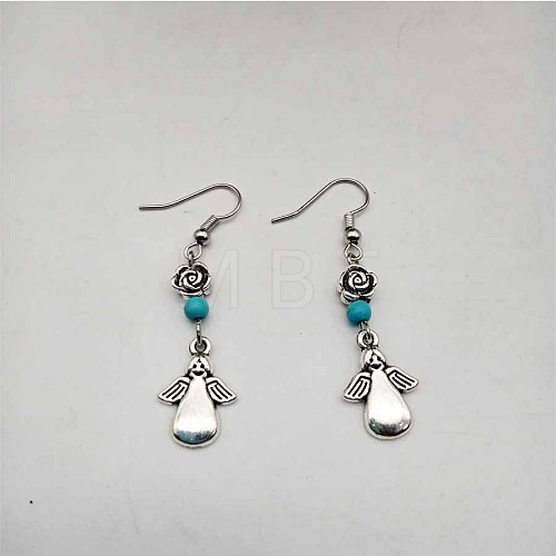 Bohemian Tassel Synthetic Turquoise & Alloy Dangle Earrings for Women RC4749-12-1