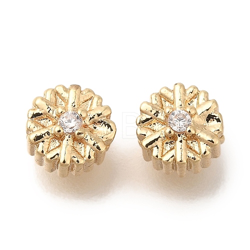 Brass Micro Pave Cubic Zirconia Beads KK-Q001-02G-1