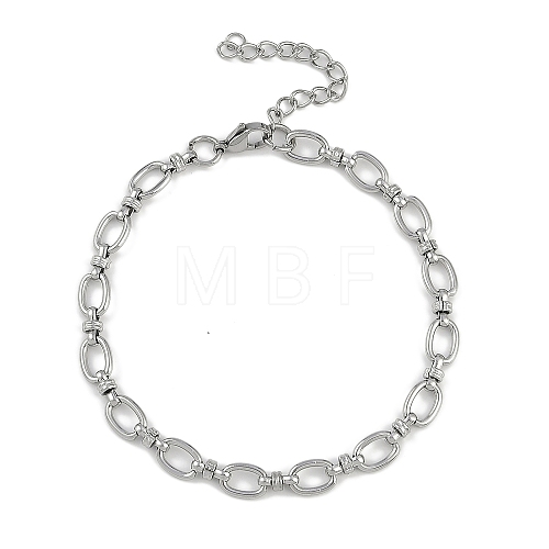 Anti-Tarnish 304 Stainless Steel Oval Link Chain Anklets AJEW-A057-06P-1