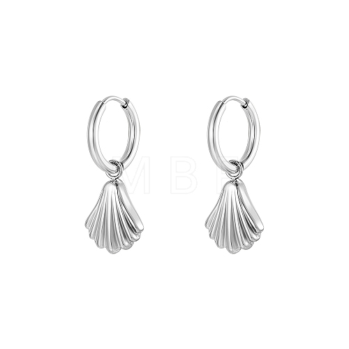 Stainless Steel Shell Shape Dangle Earrings for Women HK0128-2-1