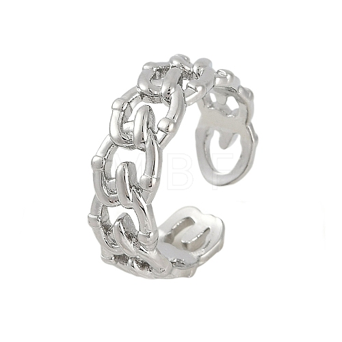 Hollow Rack Plating Brass Open Cuff Rings RJEW-D080-02P-1