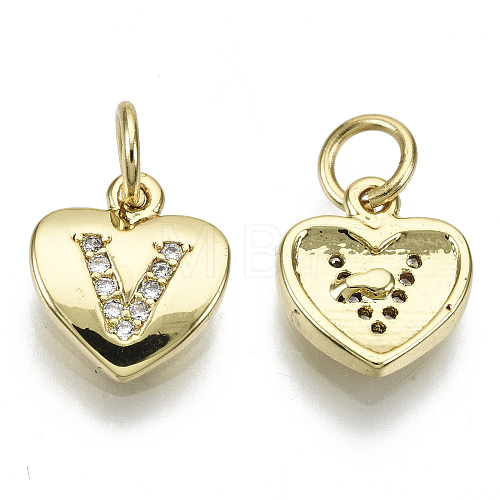 Brass Micro Pave Clear Cubic Zirconia Charms KK-N227-34V-NF-1