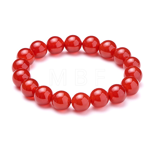 SUNNYCLUE Natural Red Agate Round Beads Stretch Bracelets BJEW-PH0001-10mm-04-1