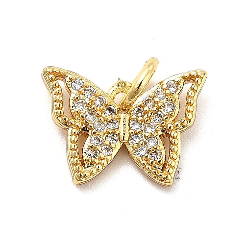 Rack Plating Brass Micro Pave Cubic Zirconia Charms KK-K270-35G-1