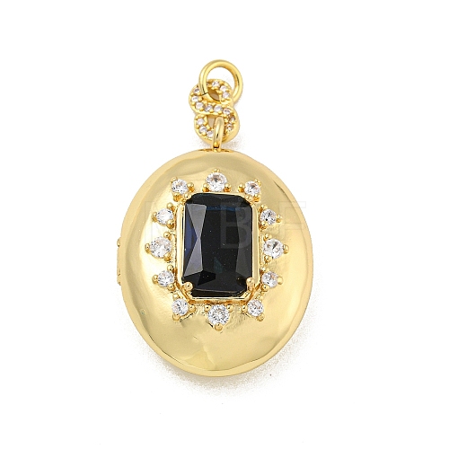 Brass Cubic Zirconia Locket Pendants KK-N254-93F-G-1