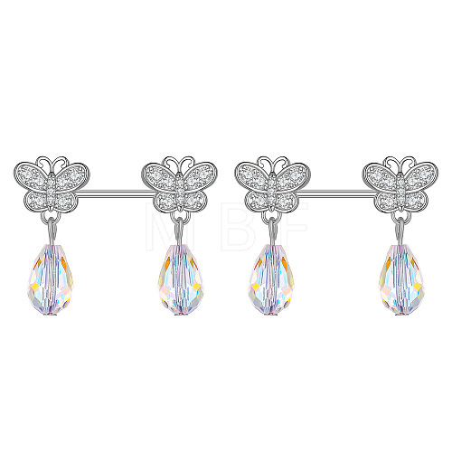 304 Stainless Steel Cubic Zirconia Nipple Rings WG0A897-06-1