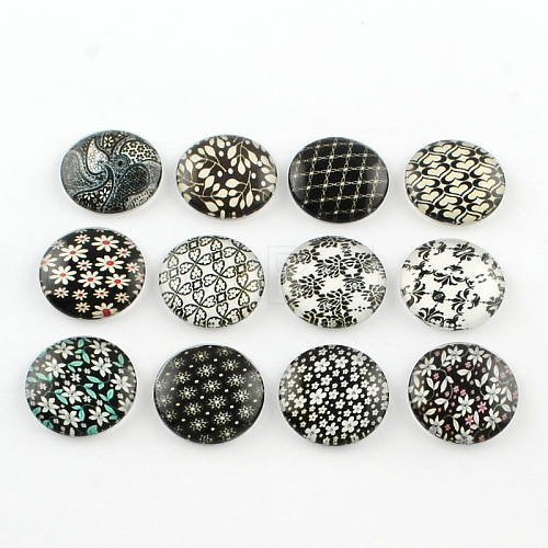 Half Round/Dome Floral Photo Glass Flatback Cabochons for DIY Projects X-GGLA-Q037-12mm-01-1