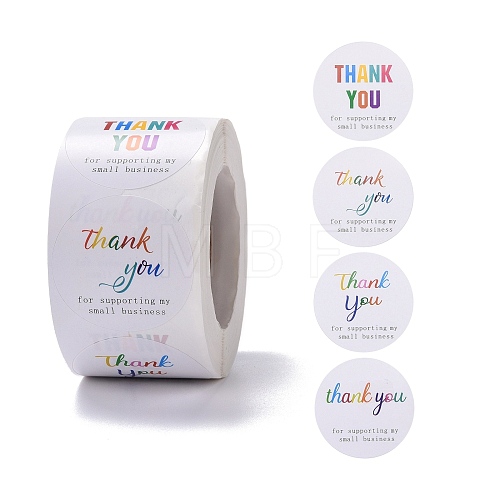 Flat Round Paper Thank You Stickers DIY-C042-03-1