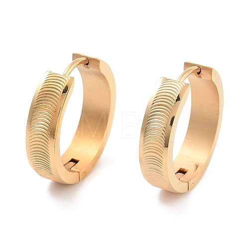 Ion Plating(IP) 304 Stainless Steel Textured Huggie Hoop Earrings for Women EJEW-C096-34G-1