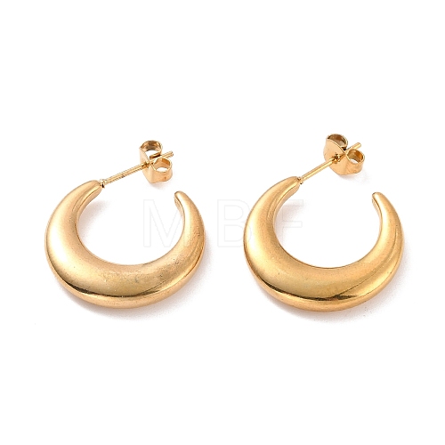 Vacuum Plating 304 Stainless Steel Crescent Moon Stud Earrings for Women EJEW-F280-05D-G-1