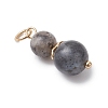 3Pcs 3 Styles Natural Lava Rock & Larvikite & Golden Sheen Obsidian Round Beaded Pendants PALLOY-JF04701-07-4