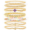 7Pcs Brass Round Beaded Bracelets for Women SB9067-10-1