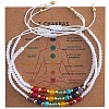 3Pcs Adjustable Chakra Natural & Synthetic Mixed Stone Round Bead Braided Bracelet Sets ZZ4943-6-1