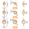 24Pcs 3 Styles Brass Pave Clear Cubic Zirconia Connector Charms KK-FH0006-33-2