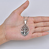 Vintage 304 Stainless Steel Hollow Oval with Tree of Life Pendant Necklaces WG4D9D4-01-3